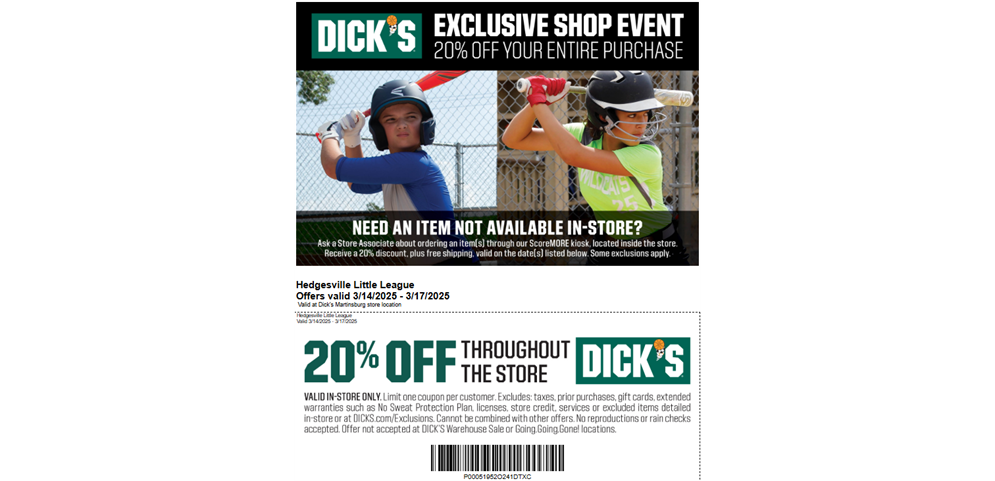 DICKS SPORTING GOODS COUPON - Use it between 3/14 - 3/17 - More information below